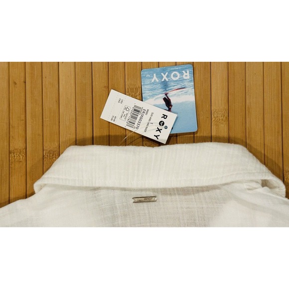 ROXY NEW Sun & Limonade Gauz Tie-Front Swim Ruched Dress Cover-Up White Sz S $60 - Picture 11 of 12